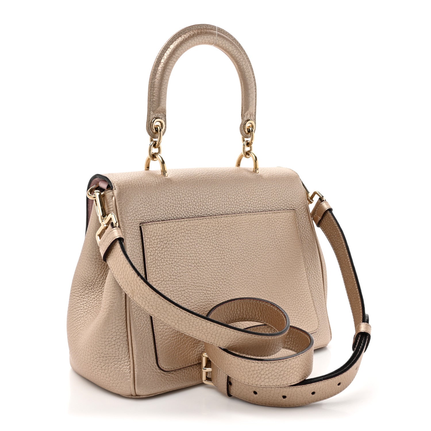 Christian Dior Metallic Bullcalf Small Be Dior Flap Pale Gold 3 of 19