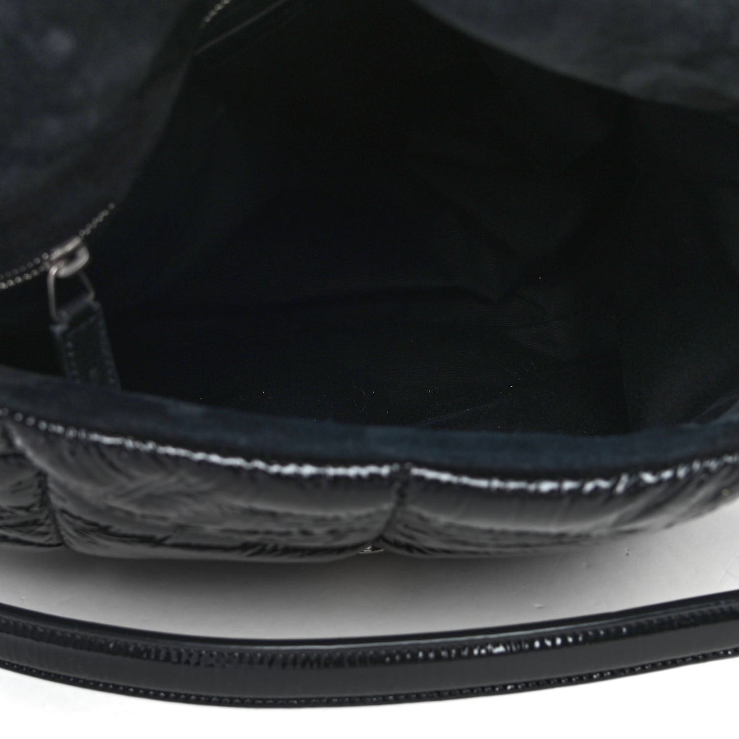 Patent Lambskin Quilted Medium Loulou Puffer Monogram Chain Satchel Black