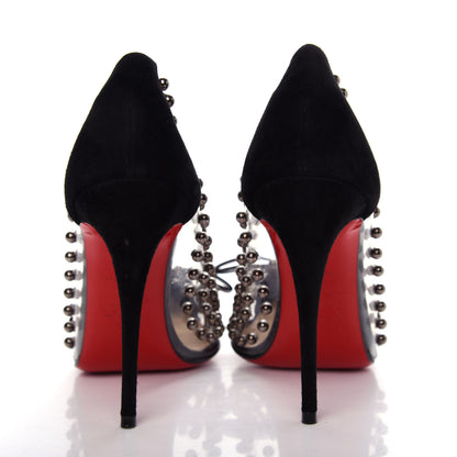 Christian Louboutin Suede Patent Studded Bille et Boule 100 Pumps 36.5 Black 7 of 9