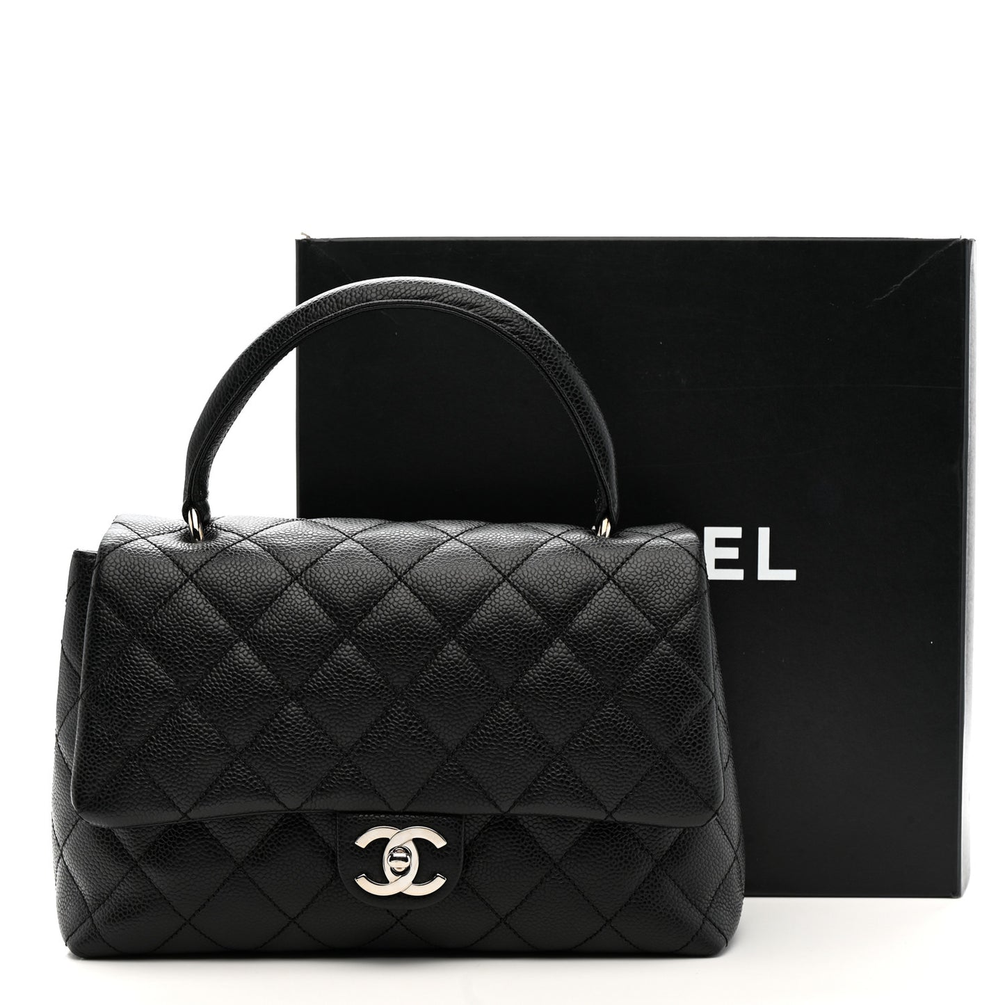Caviar Quilted Medium Kelly Flap Bag Black