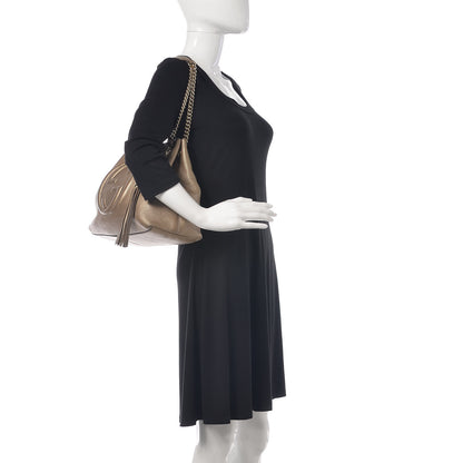Gucci Metallic Pebbled Calfskin Medium Soho Chain Shoulder Bag Golden Beige 2 of 12