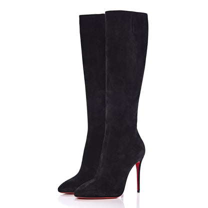 Christian Louboutin Veau Velours Eloise Botta 100 Knee Boots 37 Black 3 of 8