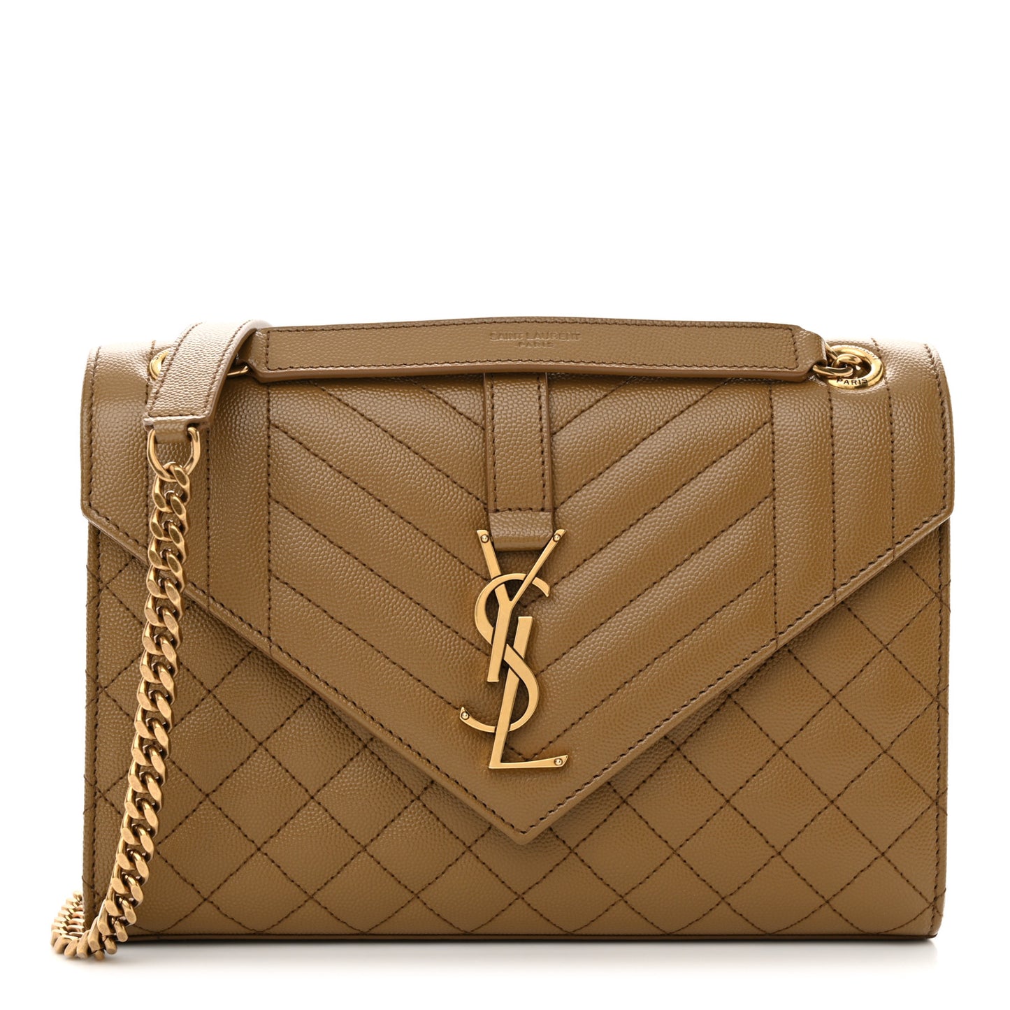 Grain De Poudre Textured Mixed Matelasse Medium Triquilt Monogram Satchel Old Oil