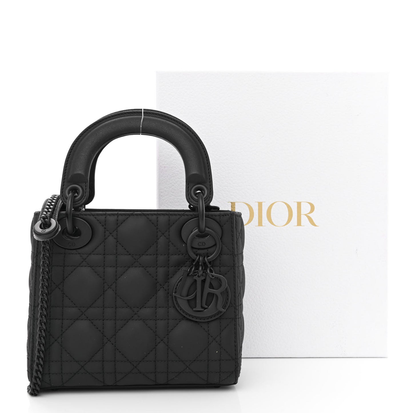Ultra Matte Calfskin Cannage Mini Lady Dior Black