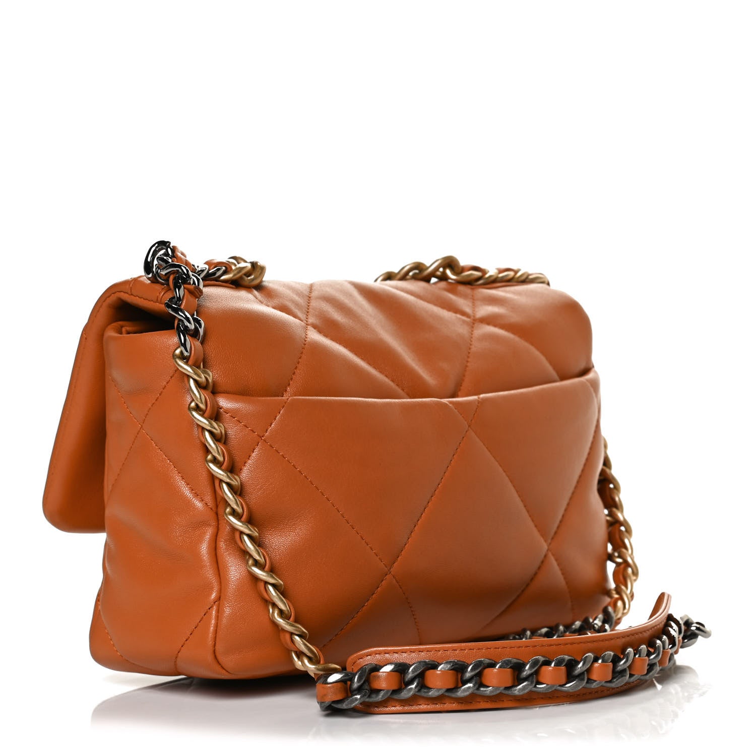 Chanel Lambskin Quilted Medium Chanel 19 Flap Light Brown 3 of 12