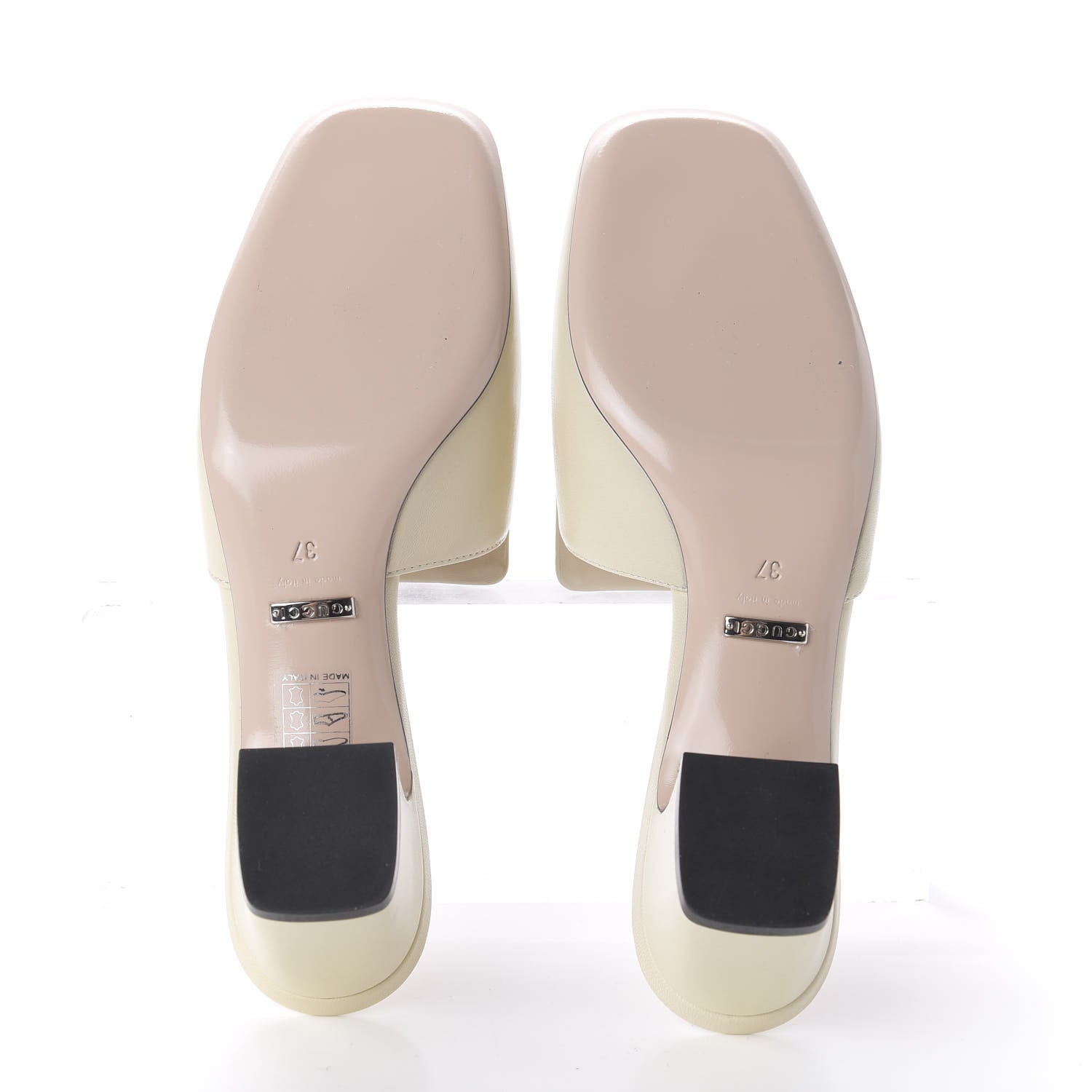 Gucci Malaga Kid Crystal Square G Madelyn Mules 37 Vintage White 5 of 9