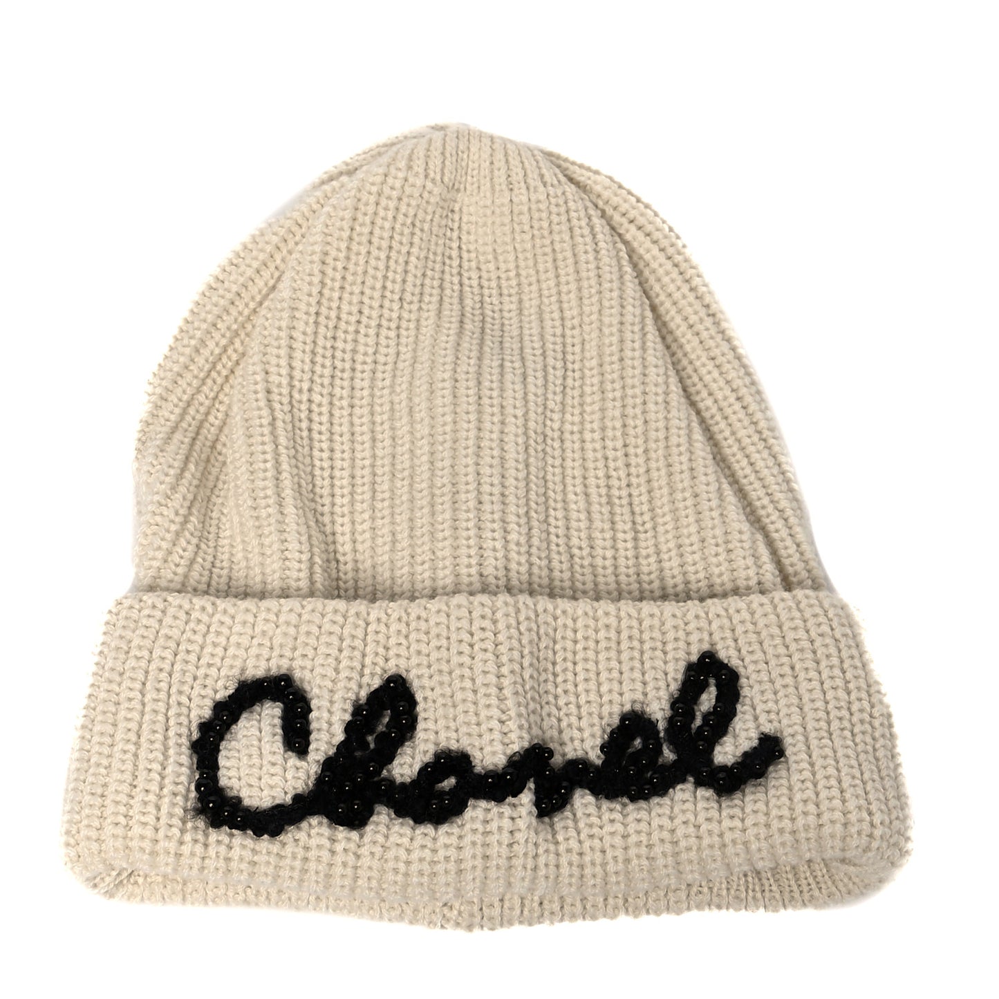 Cashmere Logo Beanie Hat Ivory