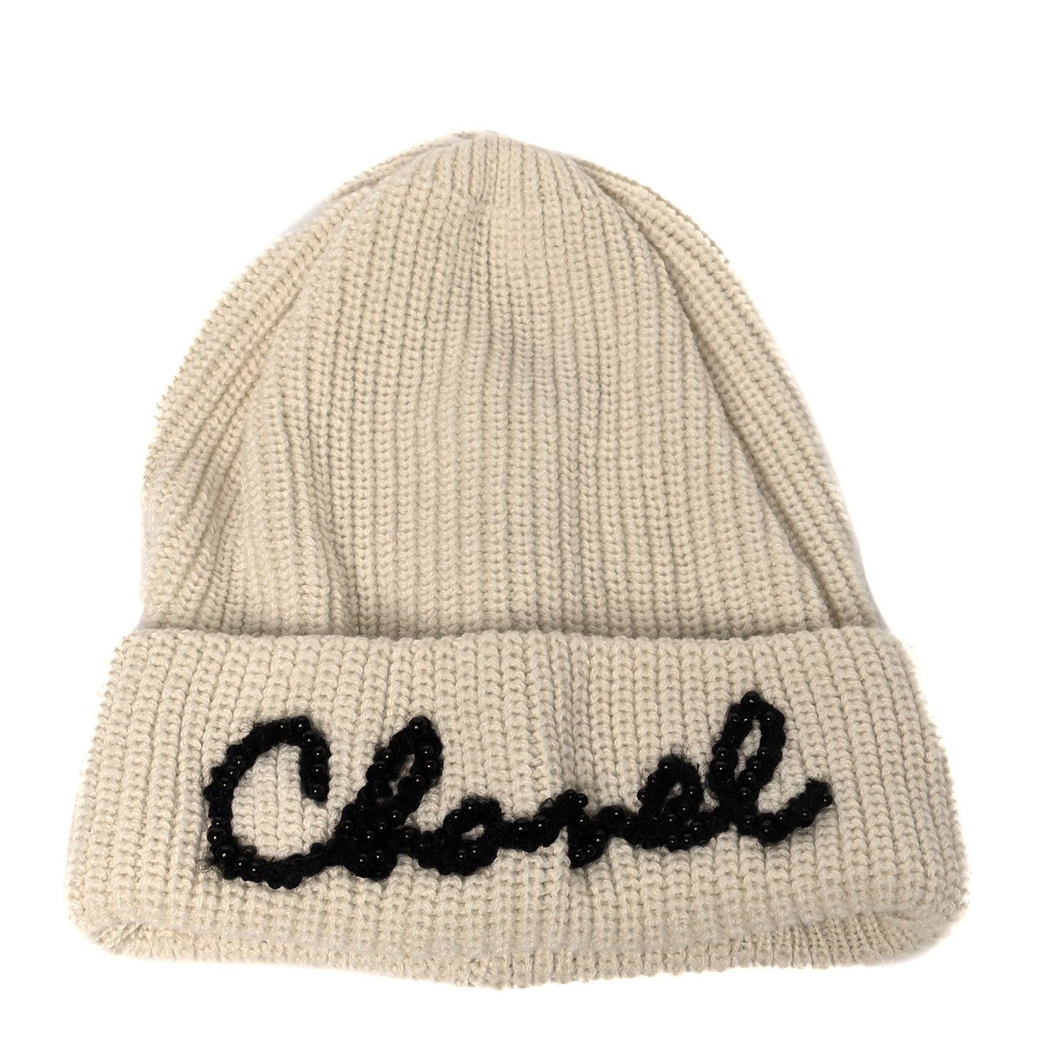 Chanel Cashmere Logo Beanie Hat Ivory 1 of 5