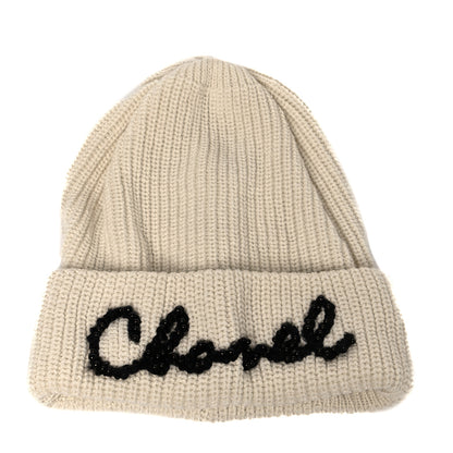 Chanel Cashmere Logo Beanie Hat Ivory 1 of 5