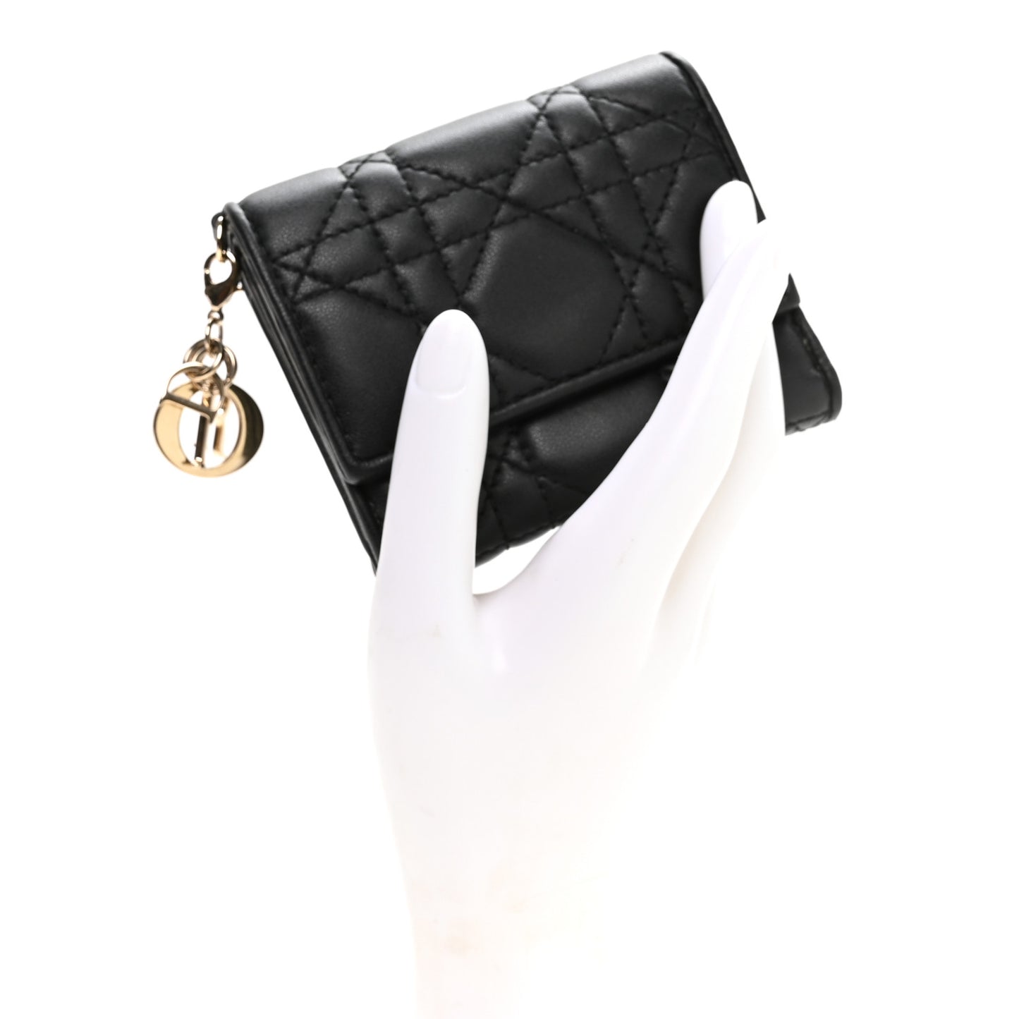 Lambskin Cannage Lady Dior Lotus Wallet Black