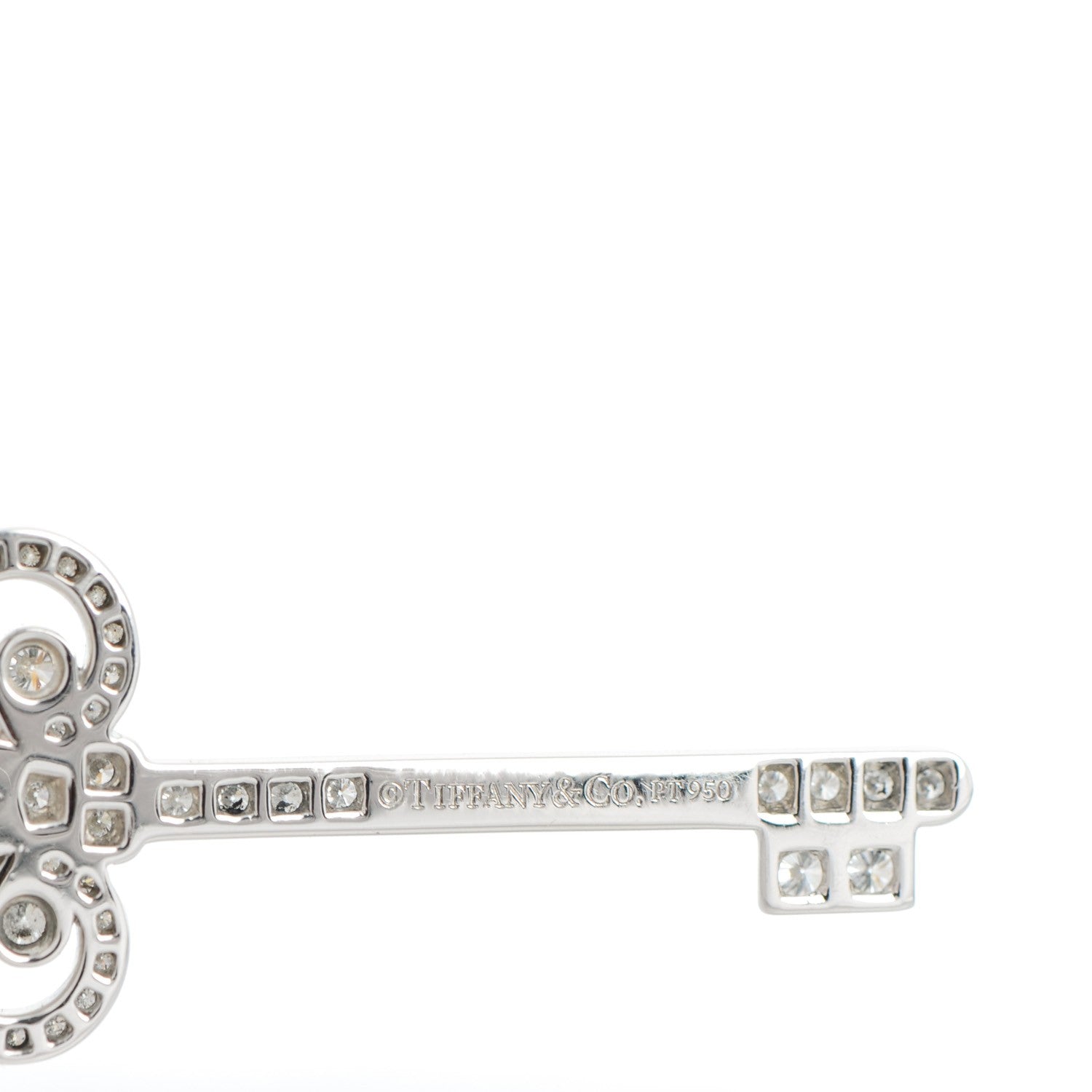 Tiffany Platinum Diamond .90ct Fleur De Lis Key Pendant Necklace 6 of 7