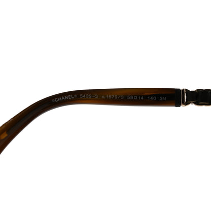 Chanel Metal Calfskin CC Chain Pilot Sunglasses 5439-Q Green Tortoise 5 of 8