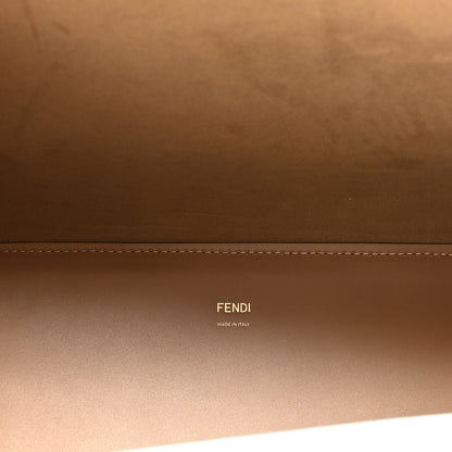 Fendi Glazed Fabric Plexiglass FF Logo Bikini Girls Medium Fendi Sunshine Shopper Tote Bianco Perla Multicolor Miele Scuro 5 of 10