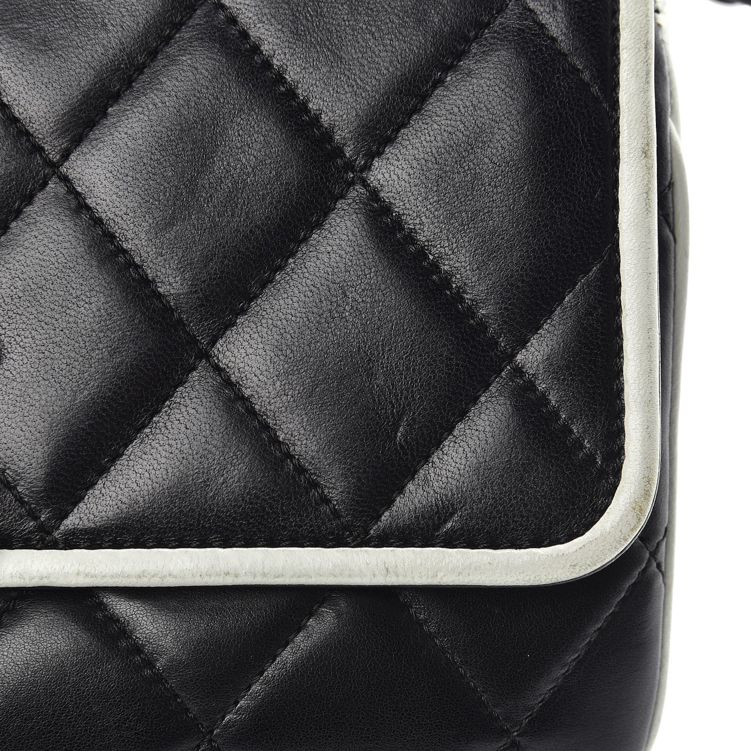 Chanel Lambskin Quilted Flap Black White 15 of 18