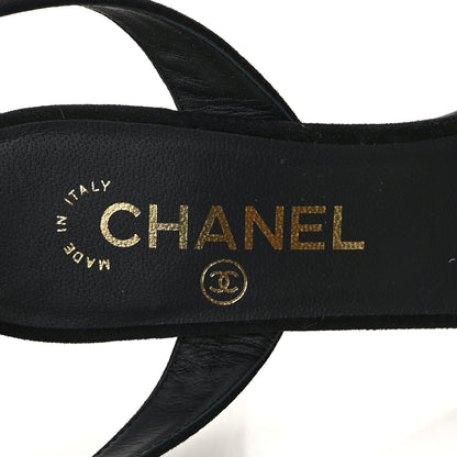 Chanel Suede Kidskin Chain Sandals 36.5 Black 7 of 8