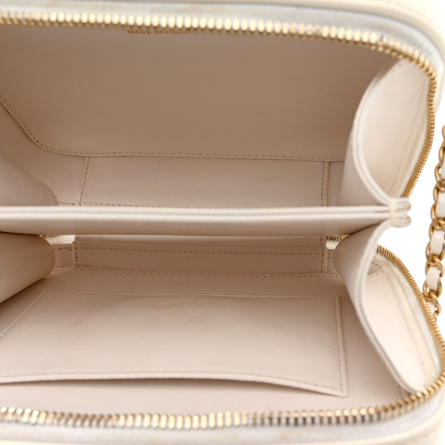 Goatskin Quilted Small CC Filigree Vanity Case White
