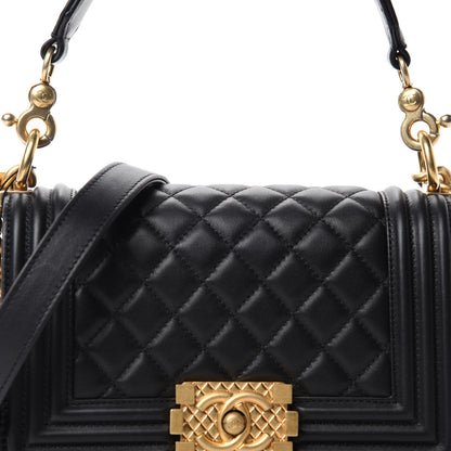 Chanel Calfskin Small Boy Logo Top Handle Flap Black 13 of 13