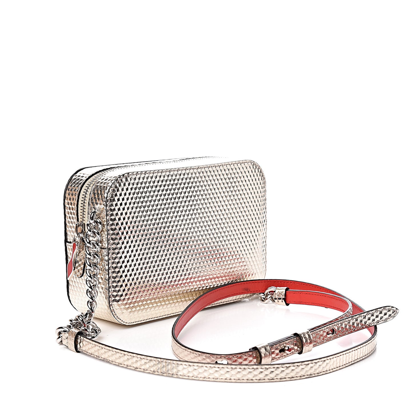 Givre Calfskin Glitter Cubiste Mini Rubylou Perle Platine