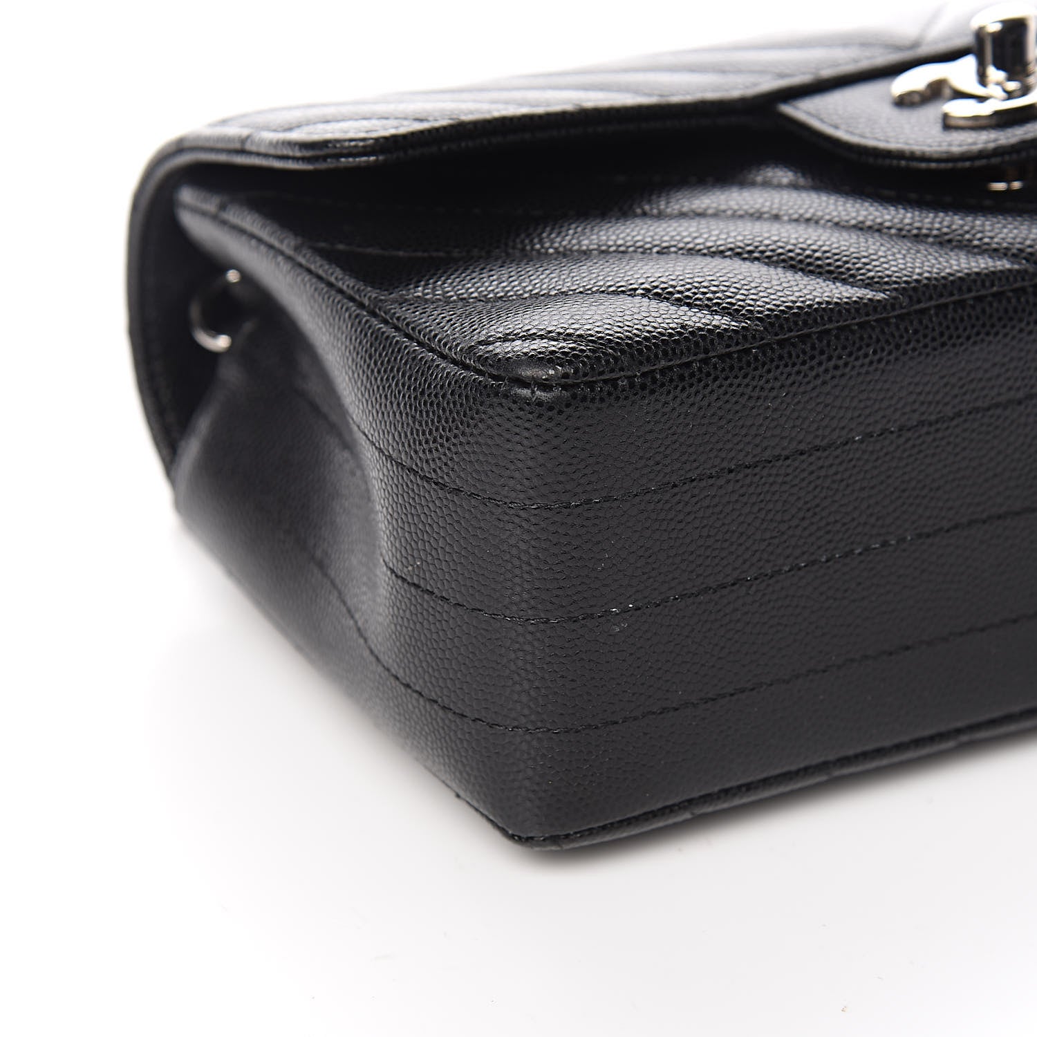 Chanel Caviar Chevron Quilted Mini Rectangular Flap Black 8 of 12