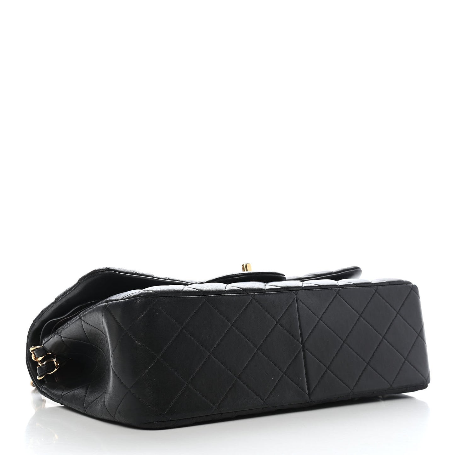 Lambskin Quilted Jumbo Double Flap Black