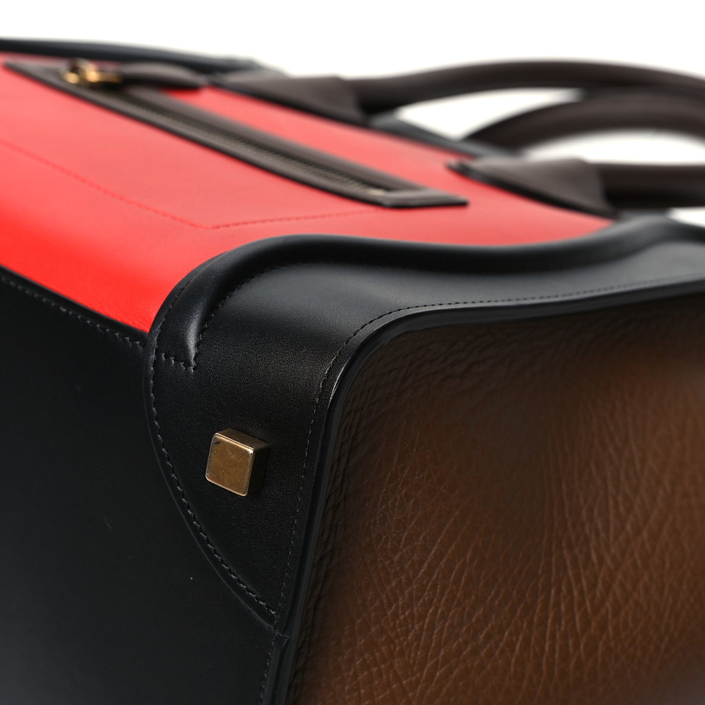 Calfskin Bullhide Mini Luggage Tri-Color Bright Red