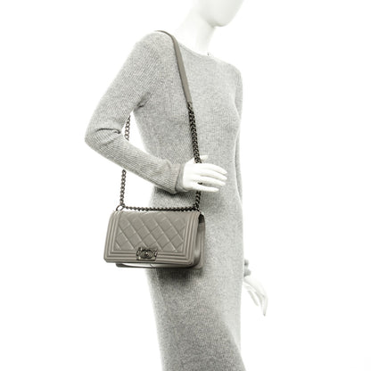 Chanel Calfskin Quilted Medium Boy Flap Grey 2 of 8