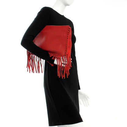 Valentino Garavani Calfskin Rockee Fringe Clutch Red 2 of 7