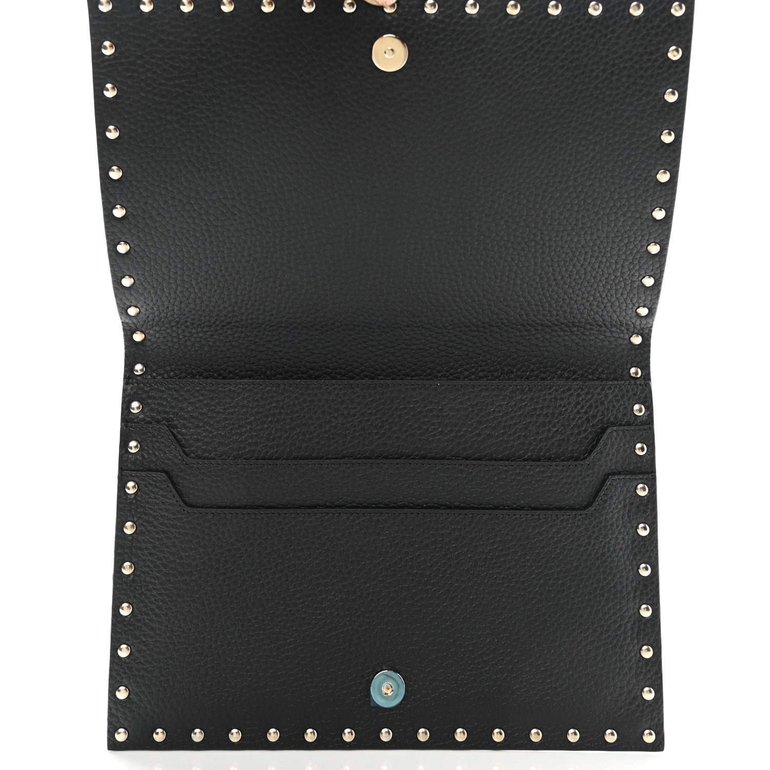 Valentino Garavani Pebbled Calfskin Rockstud Flap Clutch Black 5 of 9
