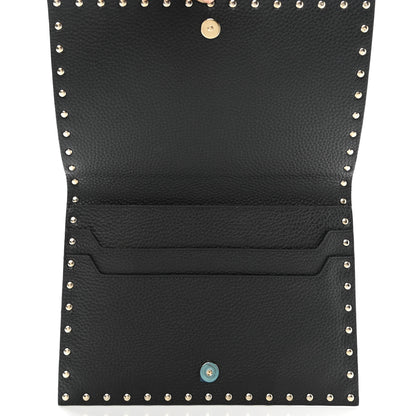 Valentino Garavani Pebbled Calfskin Rockstud Flap Clutch Black 5 of 9