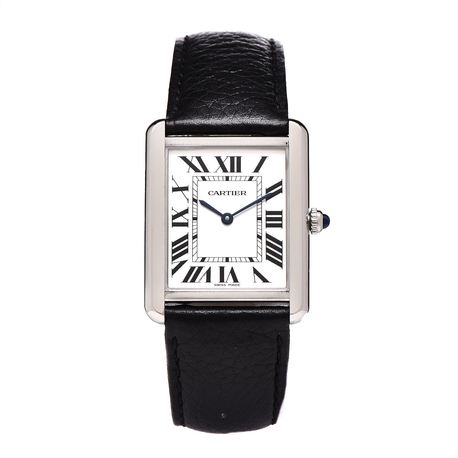 Cartier Stainless Steel Calfskin 27mm Tank Solo Quartz Watch 1 of 8
