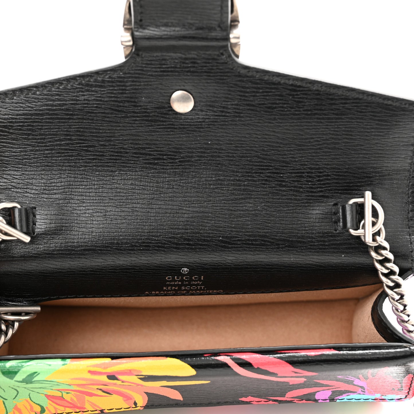 X KEN SCOTT New Shangai Calfskin Jenny Floral Print Super Mini Dionysus Shoulder Bag Black Pink