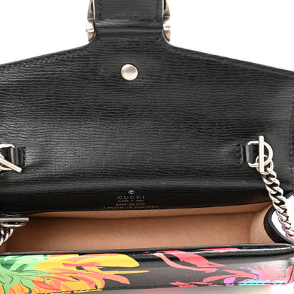 Gucci X KEN SCOTT New Shangai Calfskin Jenny Floral Print Super Mini Dionysus Shoulder Bag Black Pink 5 of 9
