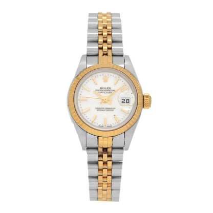 Rolex Stainless Steel 18K Yellow Gold 26mm Oyster Perpetual Datejust Watch White 79173 1 of 4