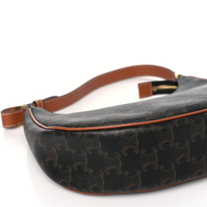 Celine Triomphe Canvas Calfskin Ava Shoulder Bag Tan 8 of 9