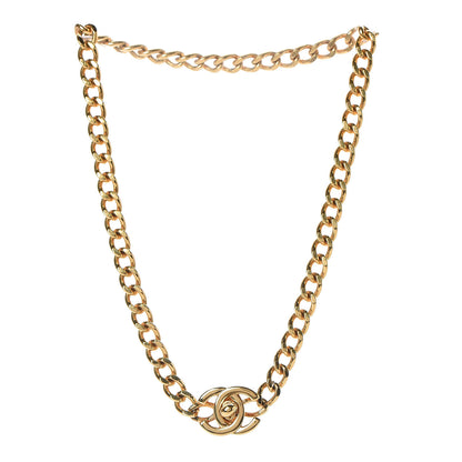 Chanel Chain Link CC Turn Lock Choker Necklace Gold 3 of 4