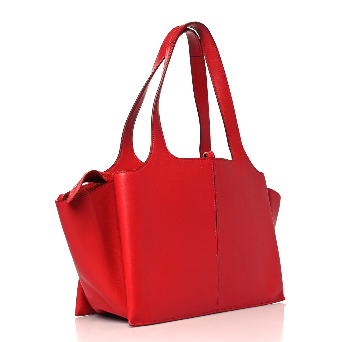 Baby Grained Calfskin Small Tri-Fold Bag Poppy