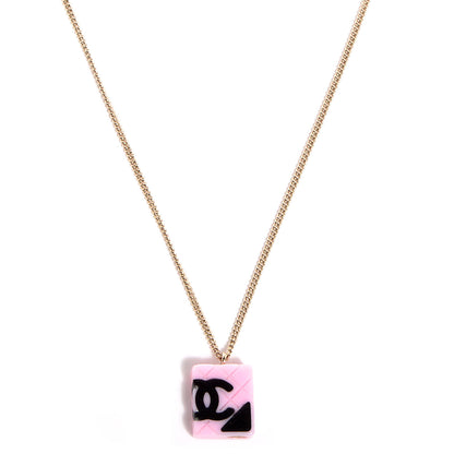 Chanel Resin Cambon Necklace Pink Black 1 of 8