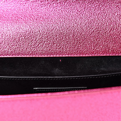 Saint Laurent Metallic Calfskin Monogram Cassandre Clutch Fuchsia 7 of 9