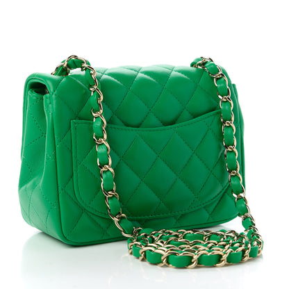 Chanel Lambskin Quilted Mini Square Flap Green 3 of 10