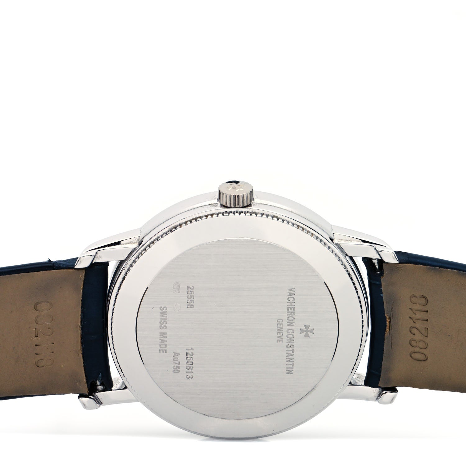 Vacheron Constantin 18K White Gold Alligator Diamond Bezel 30mm Patrimony Traditionnelle Quartz Watch Blue 25558 4 of 5