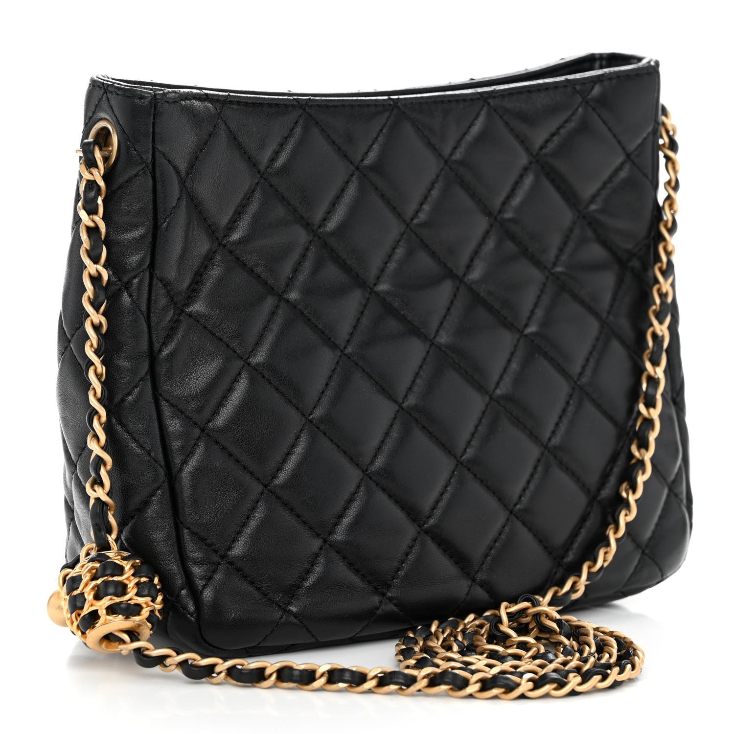 Chanel Lambskin Quilted Small Pearl Crush Hobo Black 3 of 12