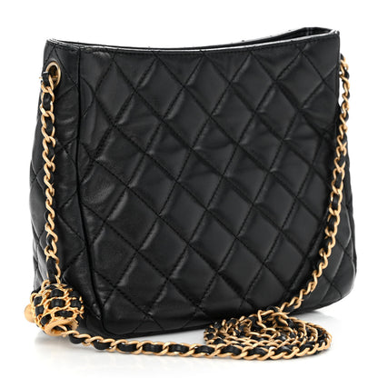 Chanel Lambskin Quilted Small Pearl Crush Hobo Black 3 of 12