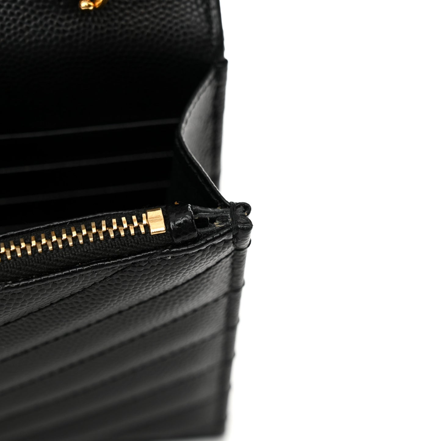 Grain De Poudre Matelasse Chevron Monogram Envelope Chain Wallet Black