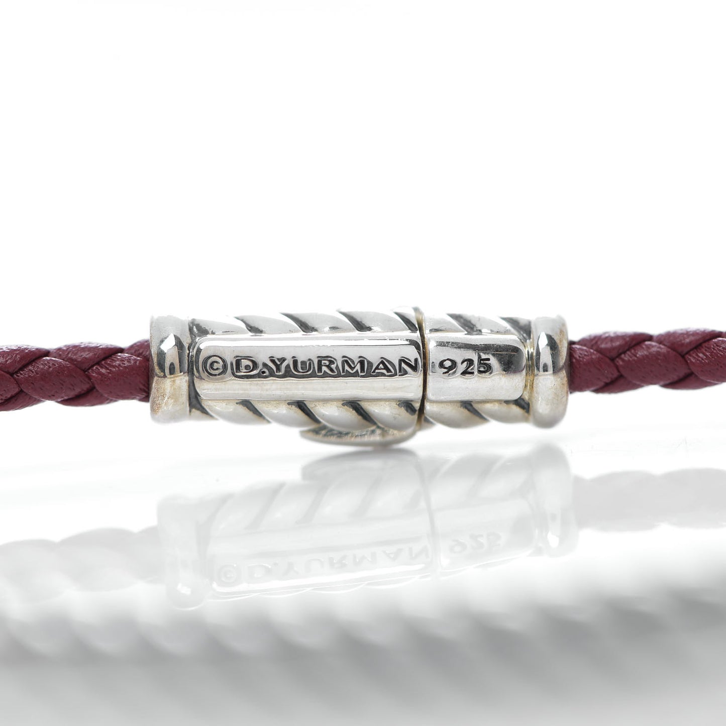 Sterling Silver Leather Cable Metro Bracelet Red