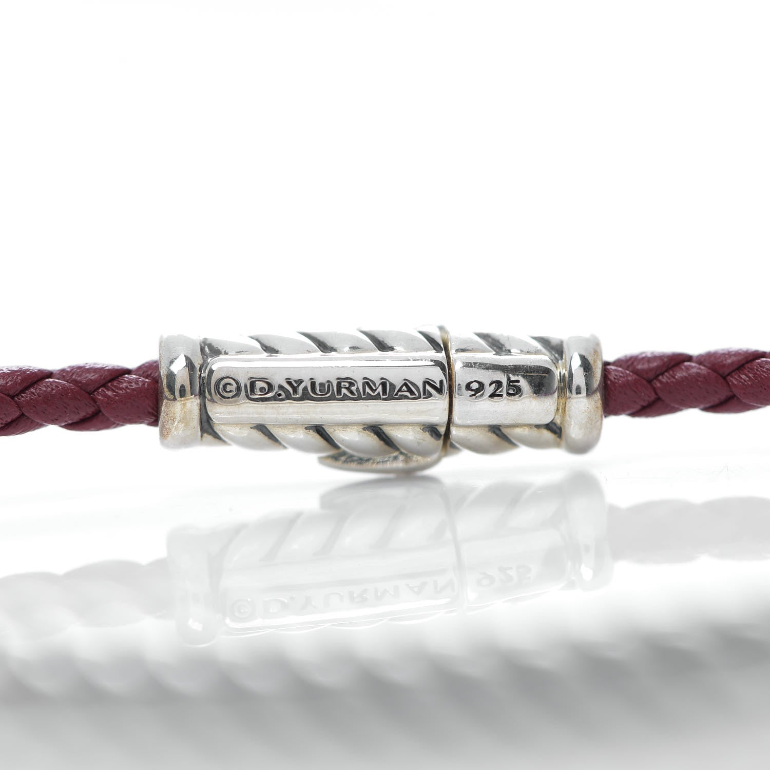 David Yurman Sterling Silver Leather Cable Metro Bracelet Red 5 of 5