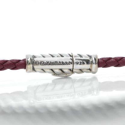 David Yurman Sterling Silver Leather Cable Metro Bracelet Red 5 of 5