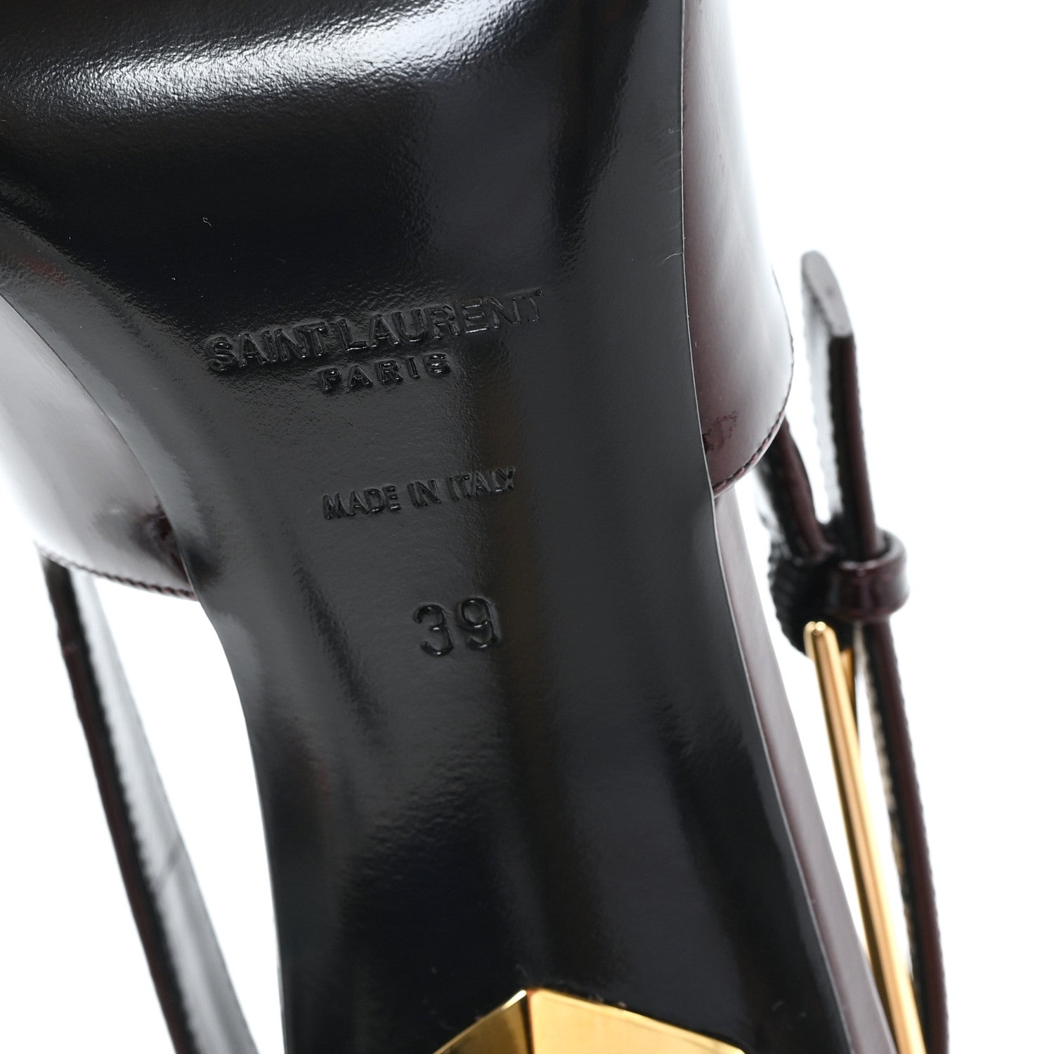 Saint Laurent Vernice Gloss Lee 110 Slingback Pumps 39 Marron Glacé 8 of 11