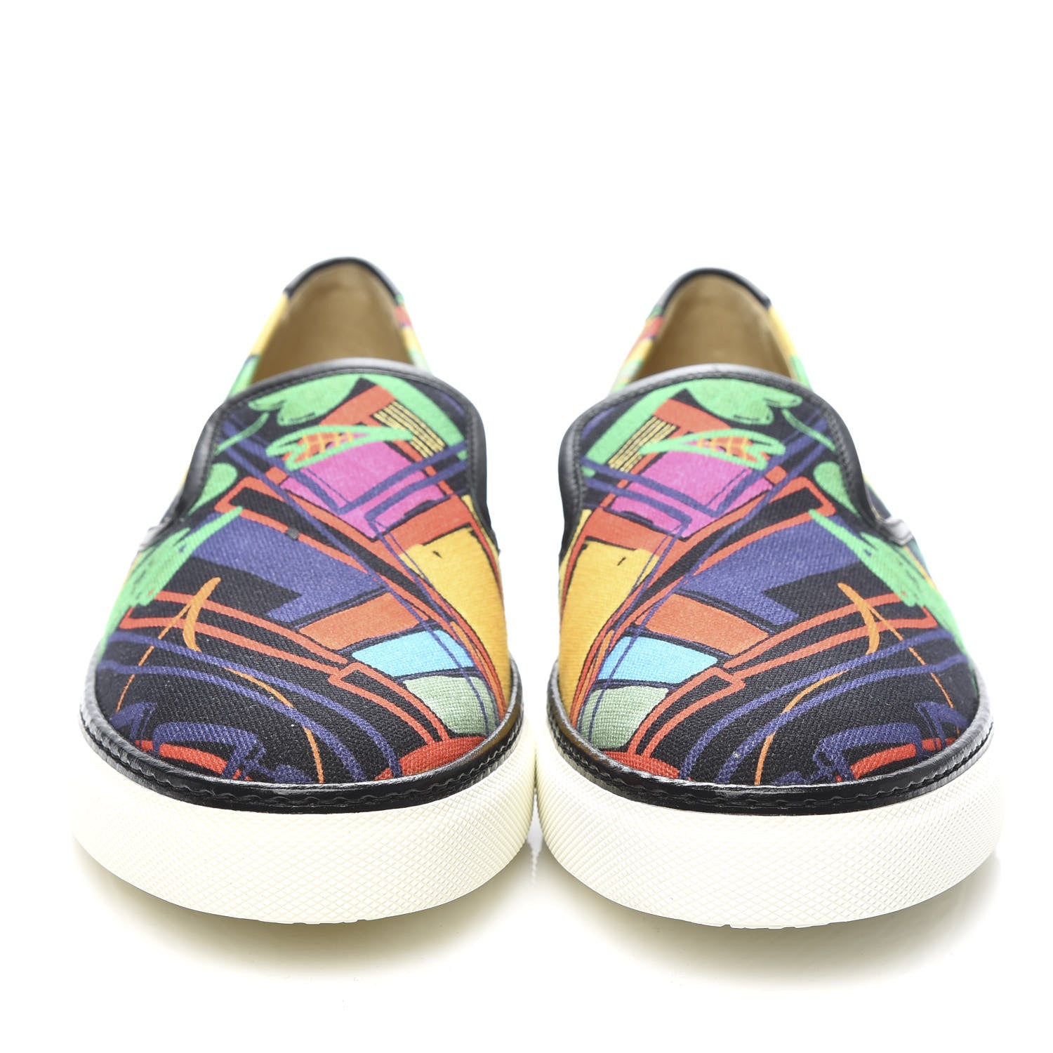 Hermes Cotton Canvas Tropical Modernisme Slip On Sneakers 40 Black Multicolor 2 of 8