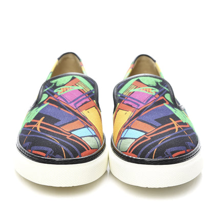 Hermes Cotton Canvas Tropical Modernisme Slip On Sneakers 40 Black Multicolor 2 of 8
