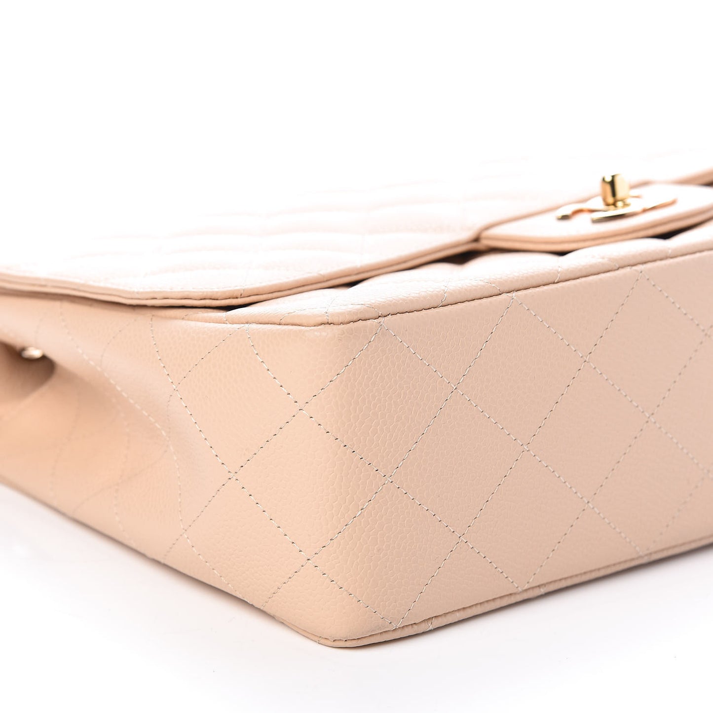 Caviar Quilted Jumbo Single Flap Beige Clair